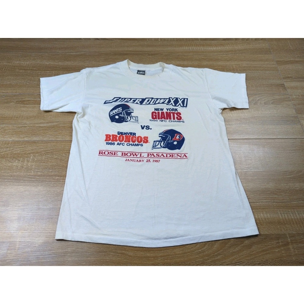 Vintage 1987 NFL Rose Bowl Pasadena NEW YORK GIANTS SUPER BOWL XXI T-SHIRT Large